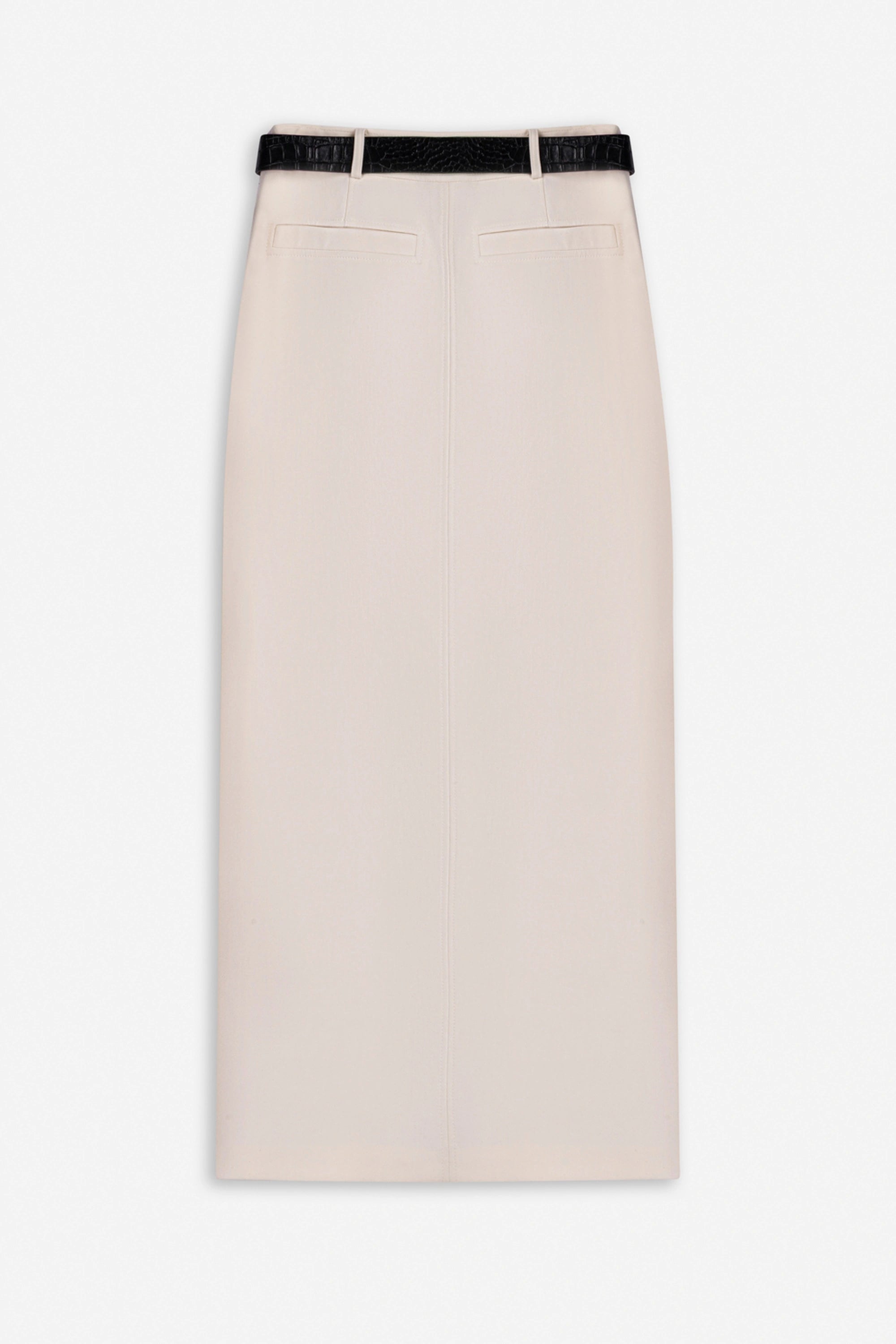 Belted Front-Slit Maxi Skirt