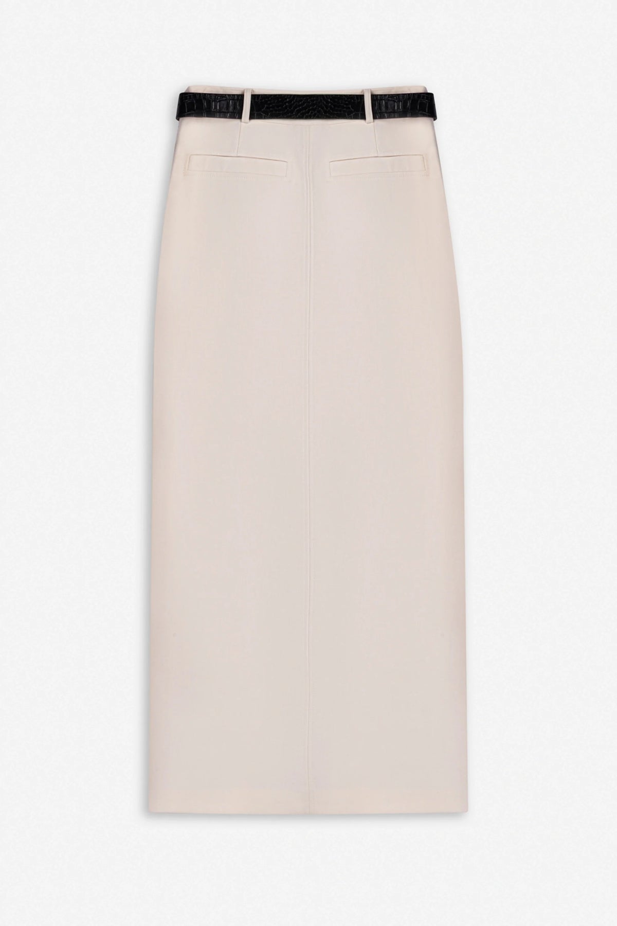 Belted Front-Slit Maxi Skirt