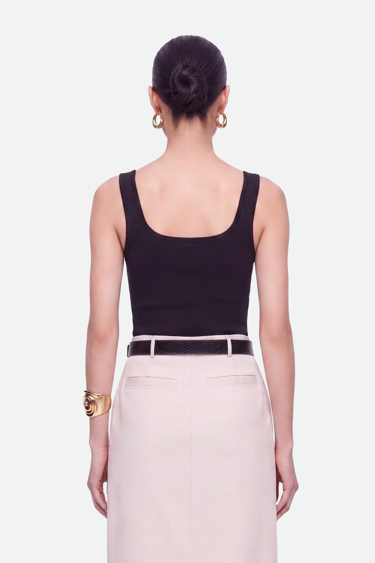 Belted Front-Slit Maxi Skirt