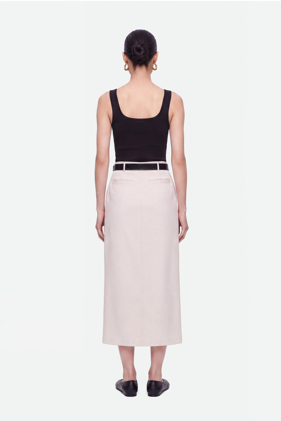 Belted Front-Slit Maxi Skirt