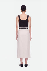 Belted Front-Slit Maxi Skirt