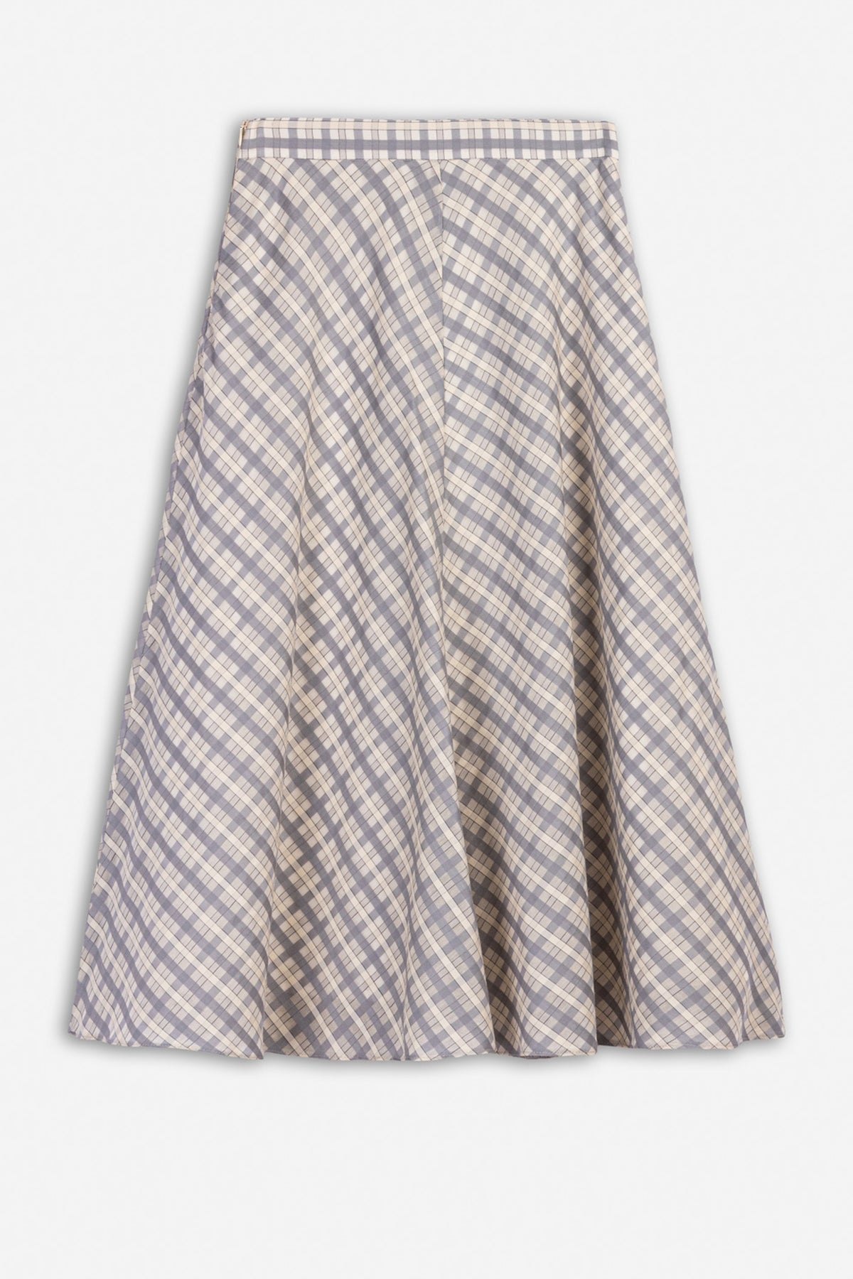 Checked Flared Midi Skirt