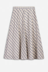 Checked Flared Midi Skirt