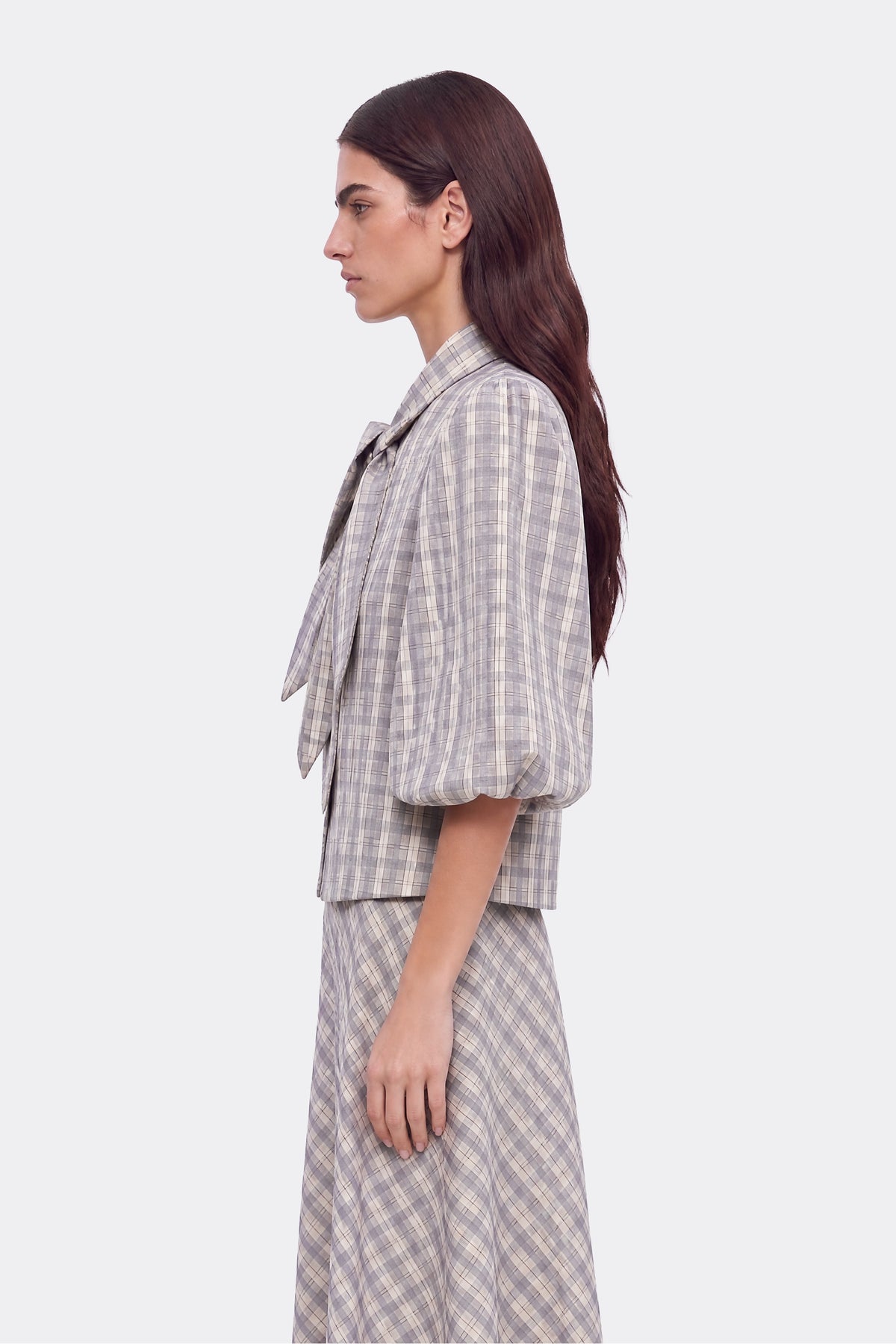 Checked Flared Midi Skirt