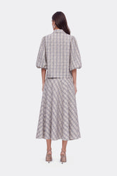 Checked Flared Midi Skirt