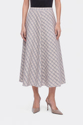 Checked Flared Midi Skirt