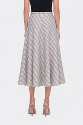Checked Flared Midi Skirt