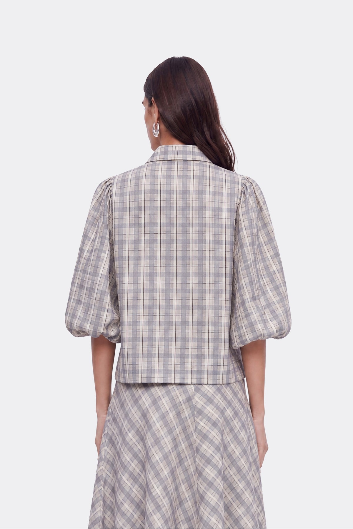 Checked Flared Midi Skirt