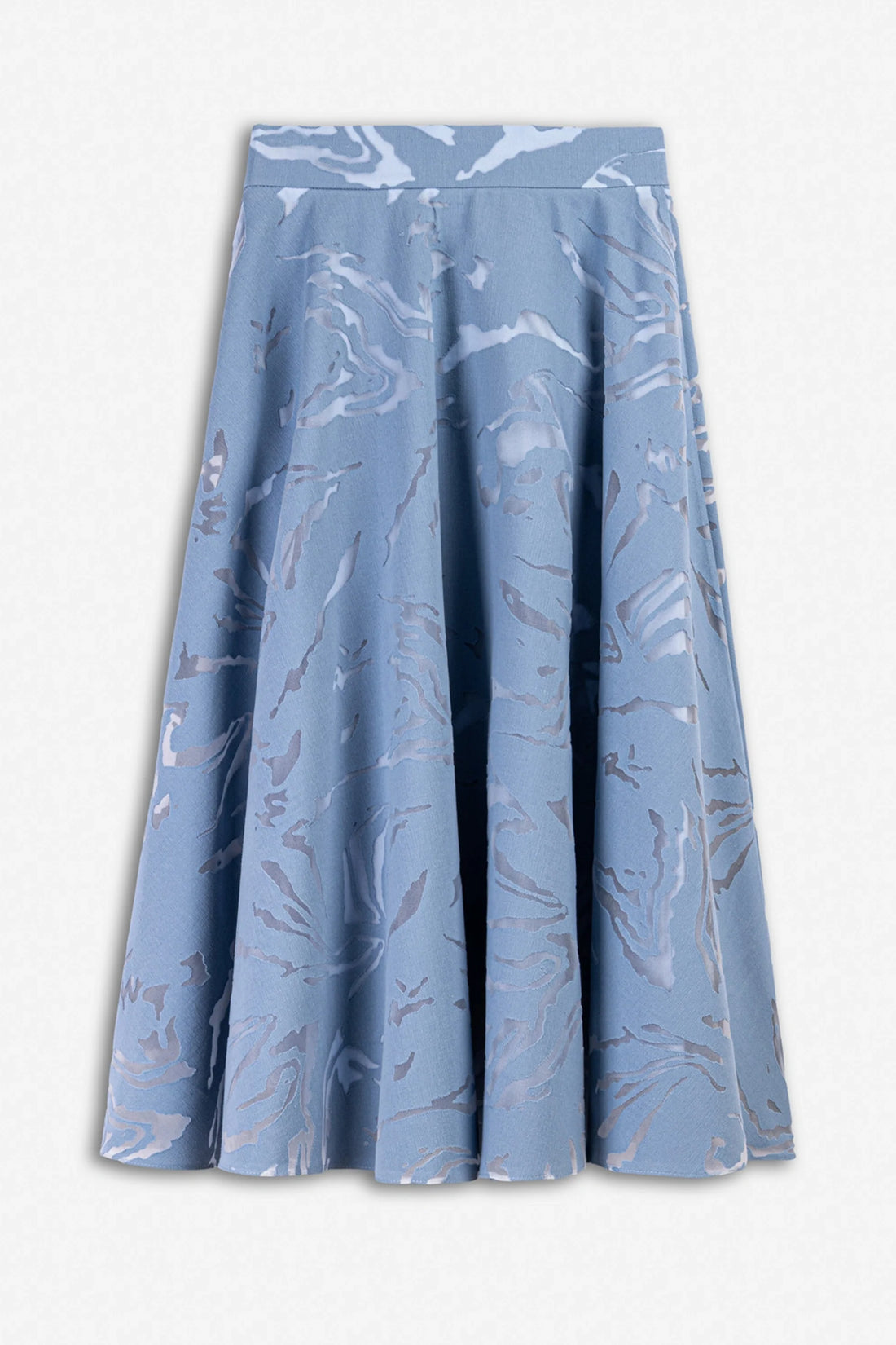 Patterned Flared Midi Skirt
