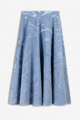 Patterned Flared Midi Skirt