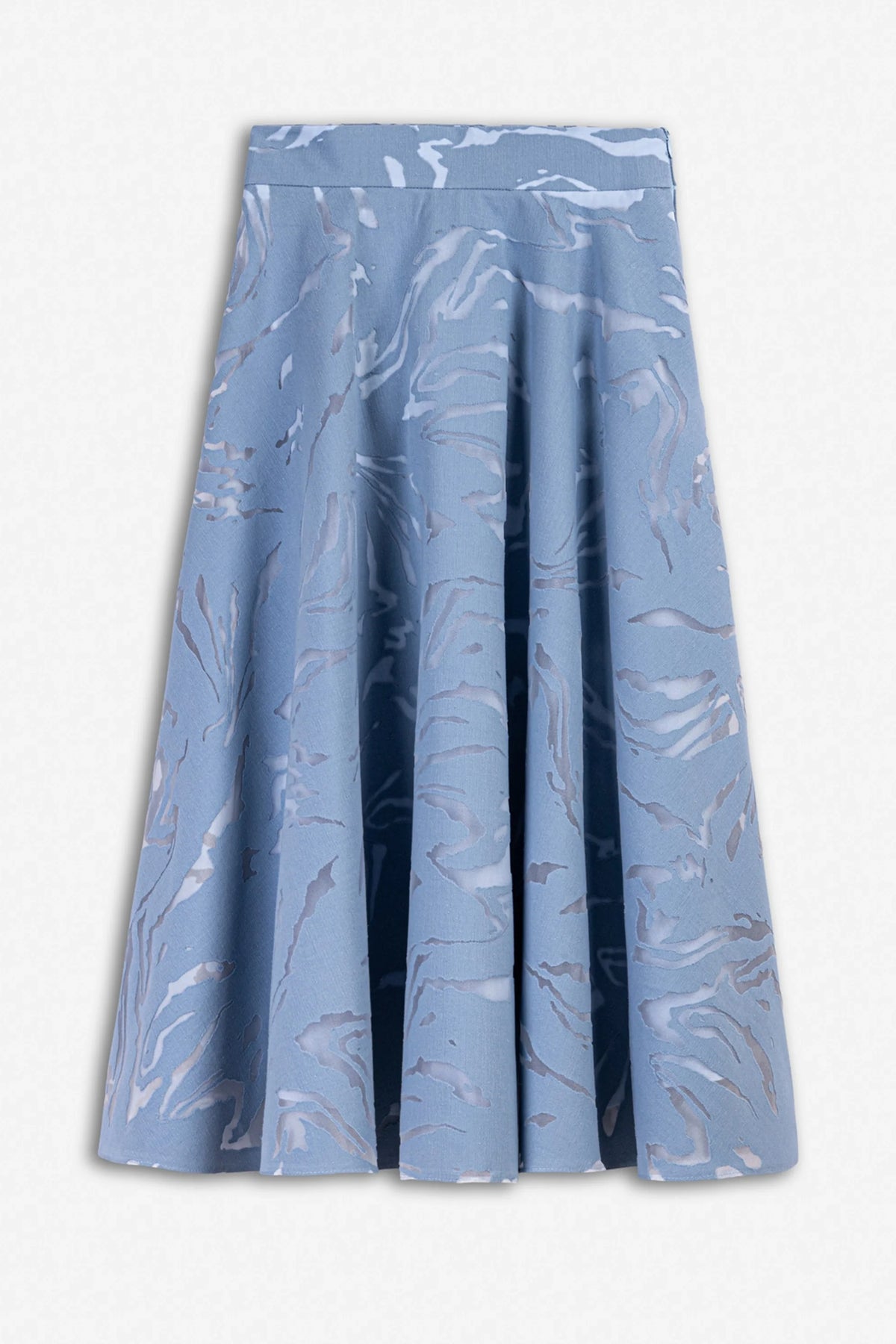 Patterned Flared Midi Skirt