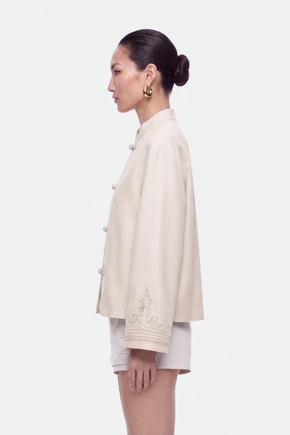 Embroidery Detail Oversized Jacket