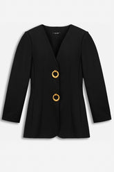 Ring-Button Wrap-Front Jacket