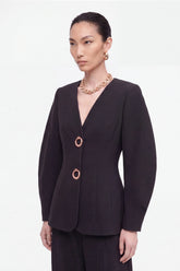 Ring-Button Wrap-Front Jacket