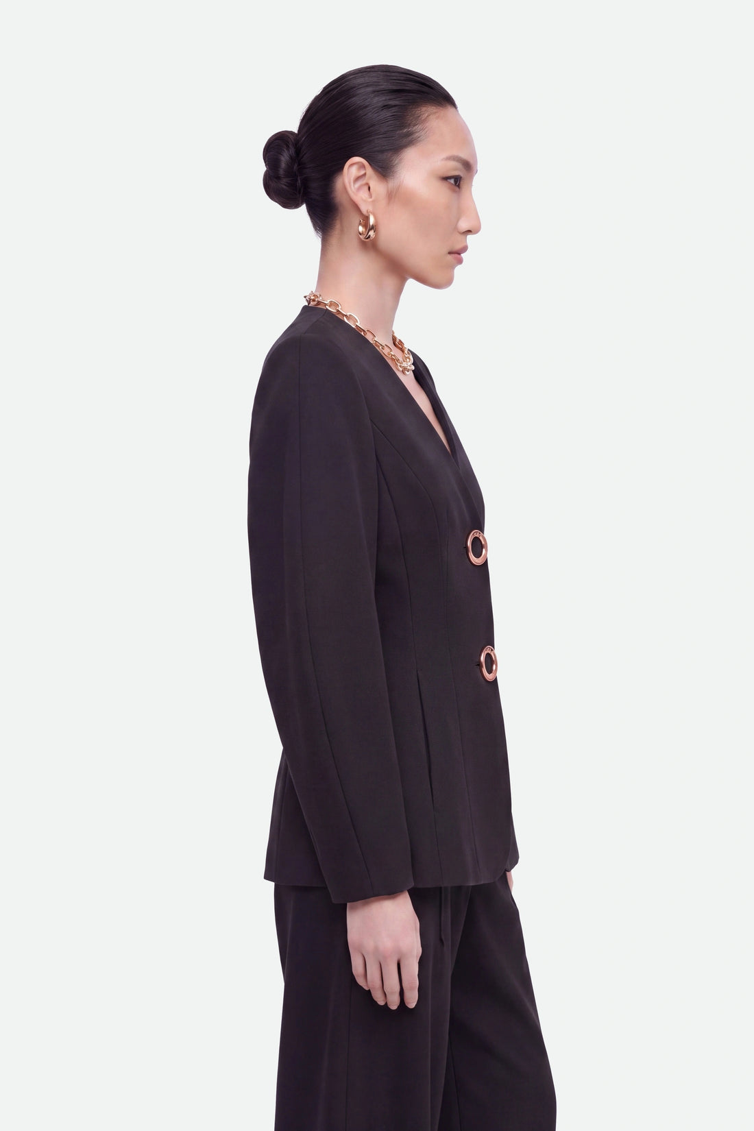 Ring-Button Wrap-Front Jacket
