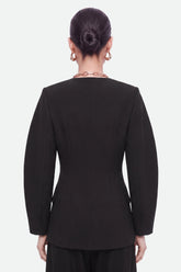 Ring-Button Wrap-Front Jacket