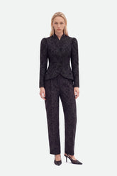 Jacquard Balloon Sleeve Wrap Jacket