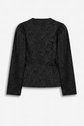 Jacquard Balloon Sleeve Wrap Jacket