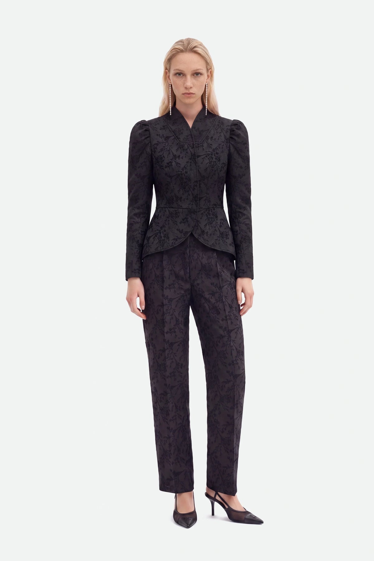 Jacquard Balloon Sleeve Wrap Jacket