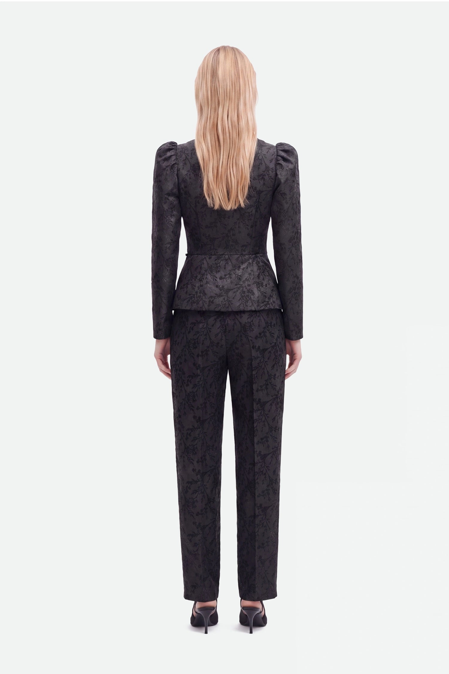 Jacquard Balloon Sleeve Wrap Jacket