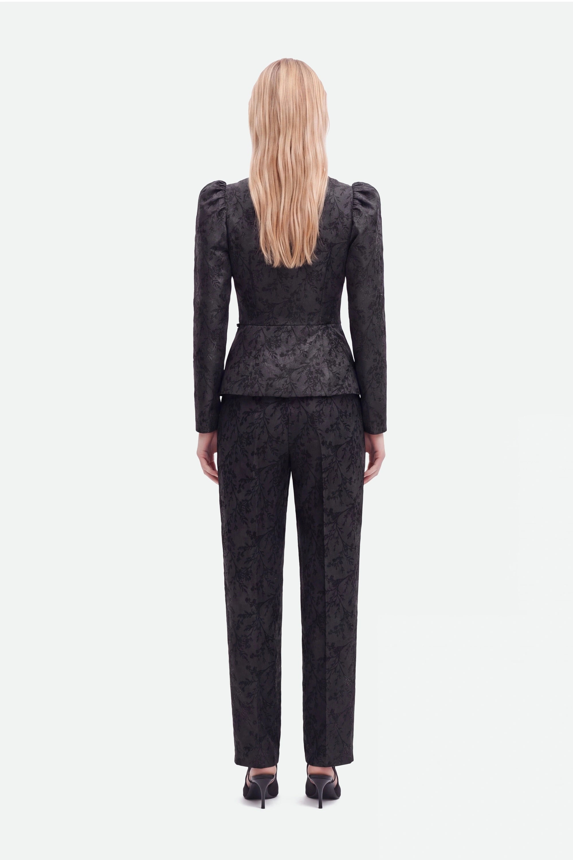 Jacquard Balloon Sleeve Wrap Jacket