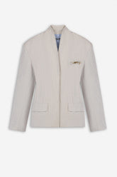 Brooch Detail Collarless Jacket