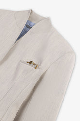 Brooch Detail Collarless Jacket