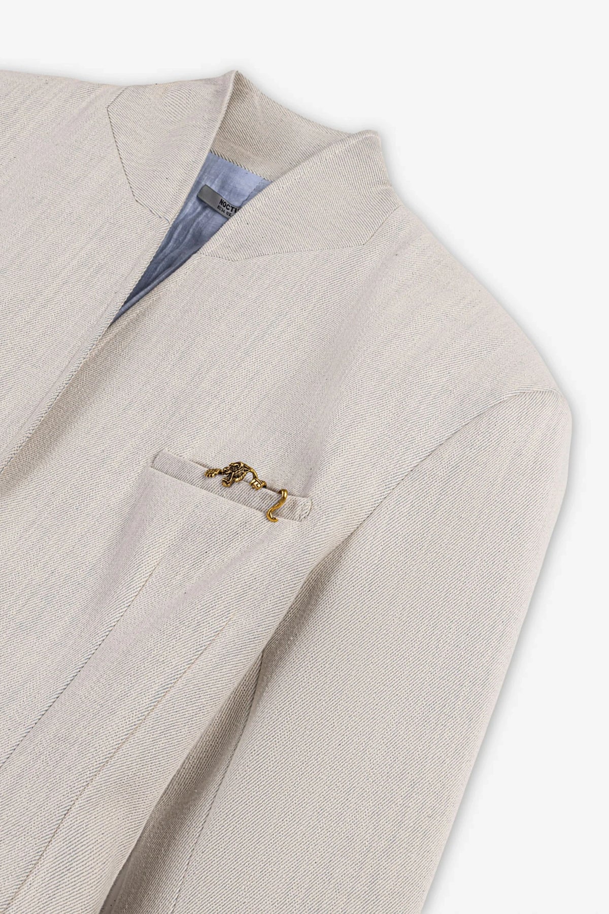 Brooch Detail Collarless Jacket