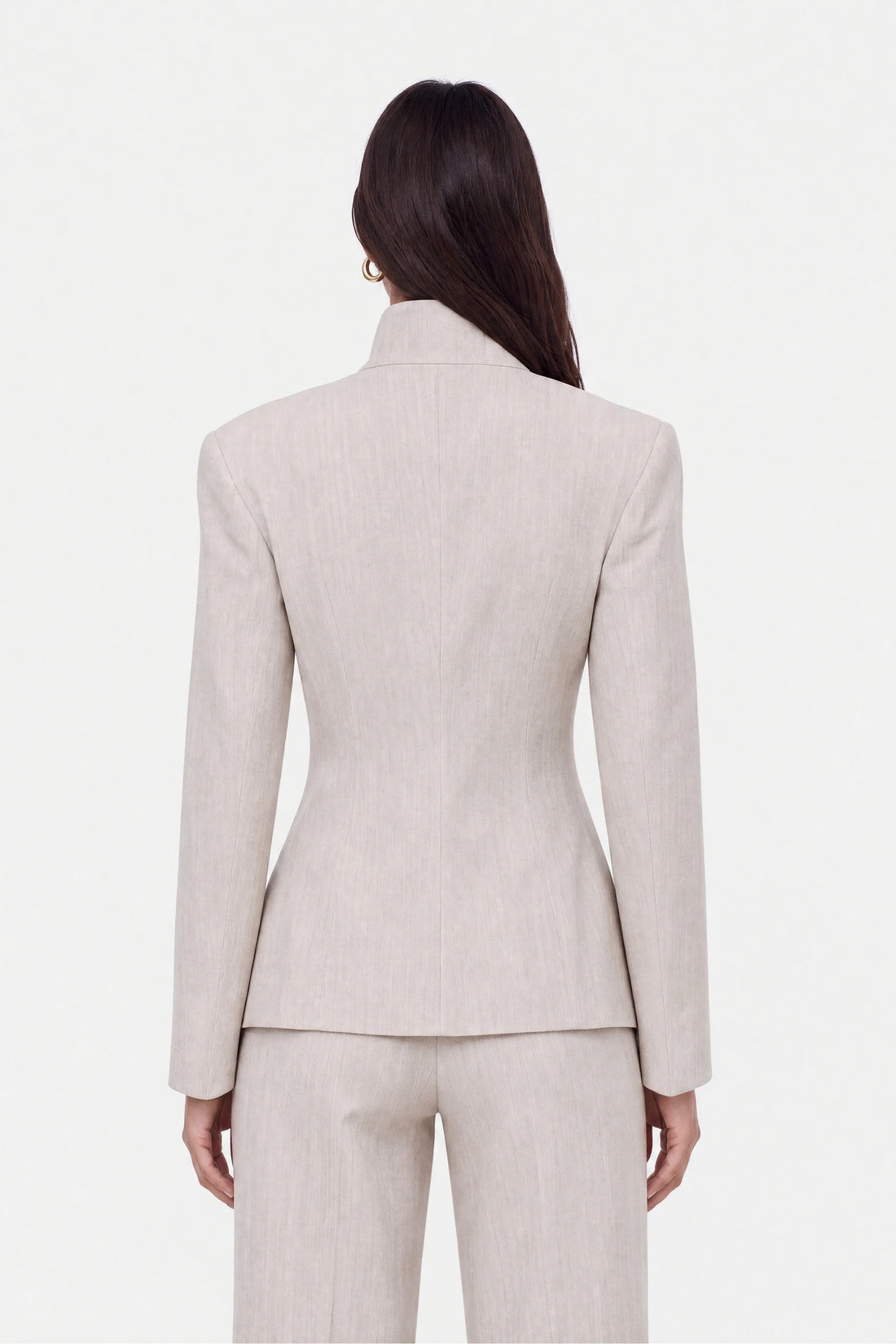 Brooch Detail Collarless Jacket