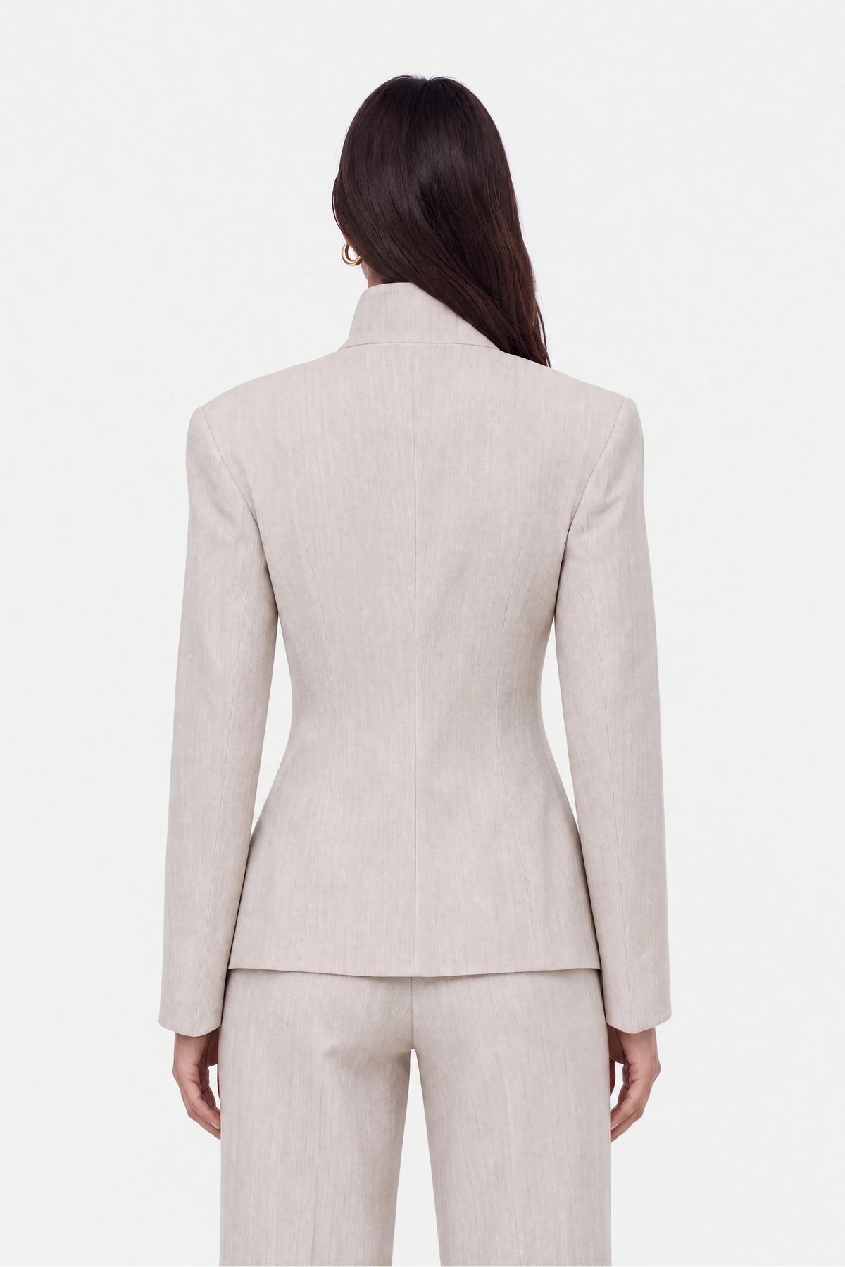 Brooch Detail Collarless Jacket