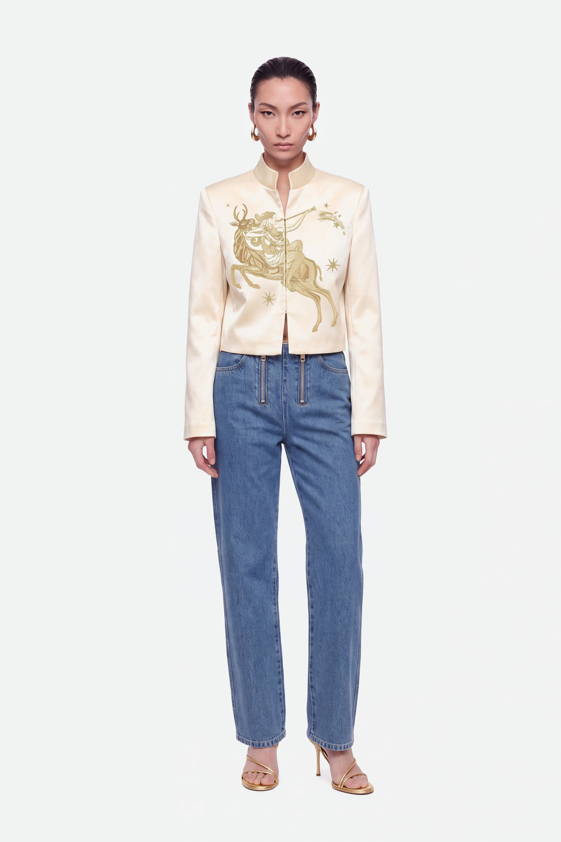 Embroidery Detail Cropped Jacket