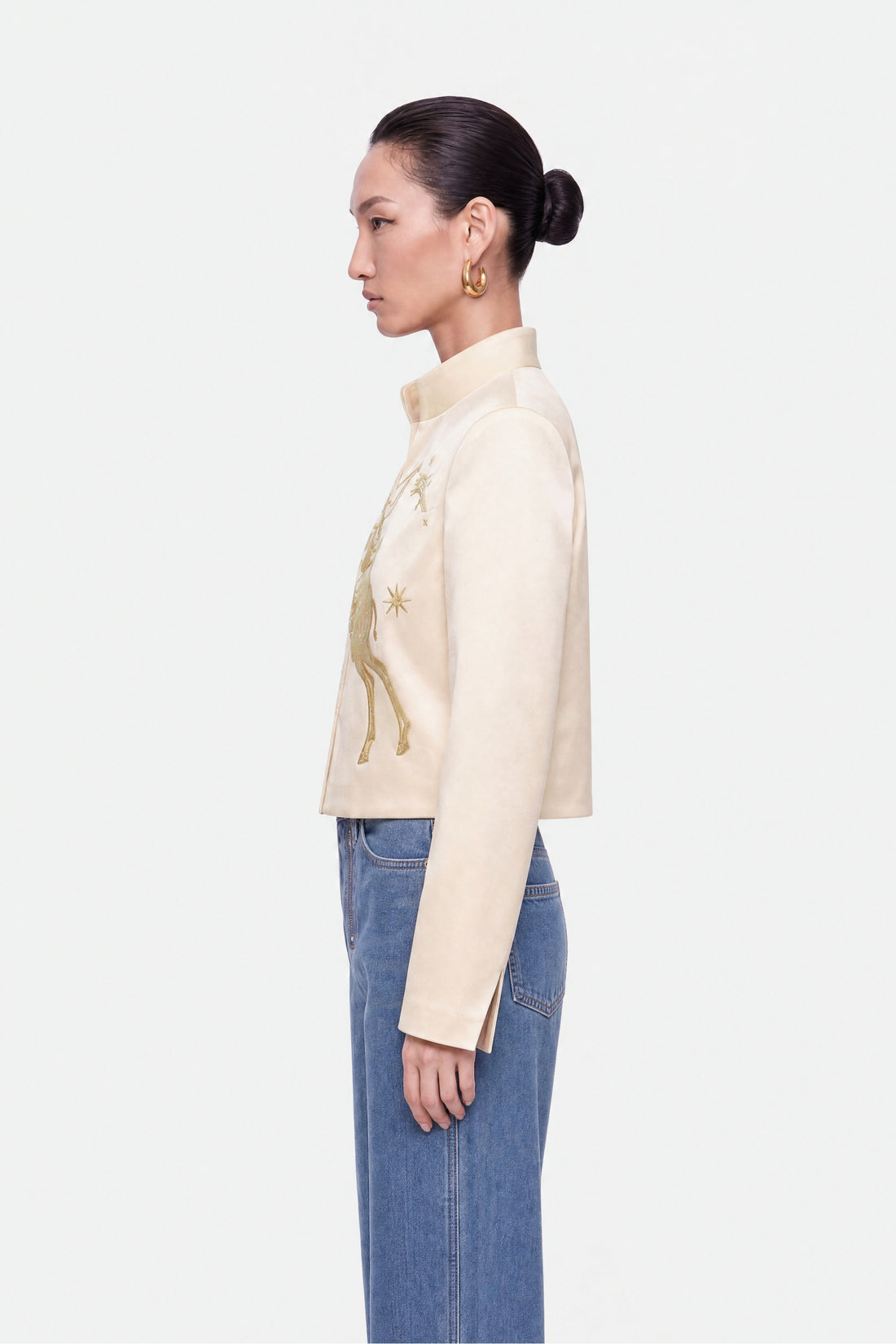 Embroidery Detail Cropped Jacket