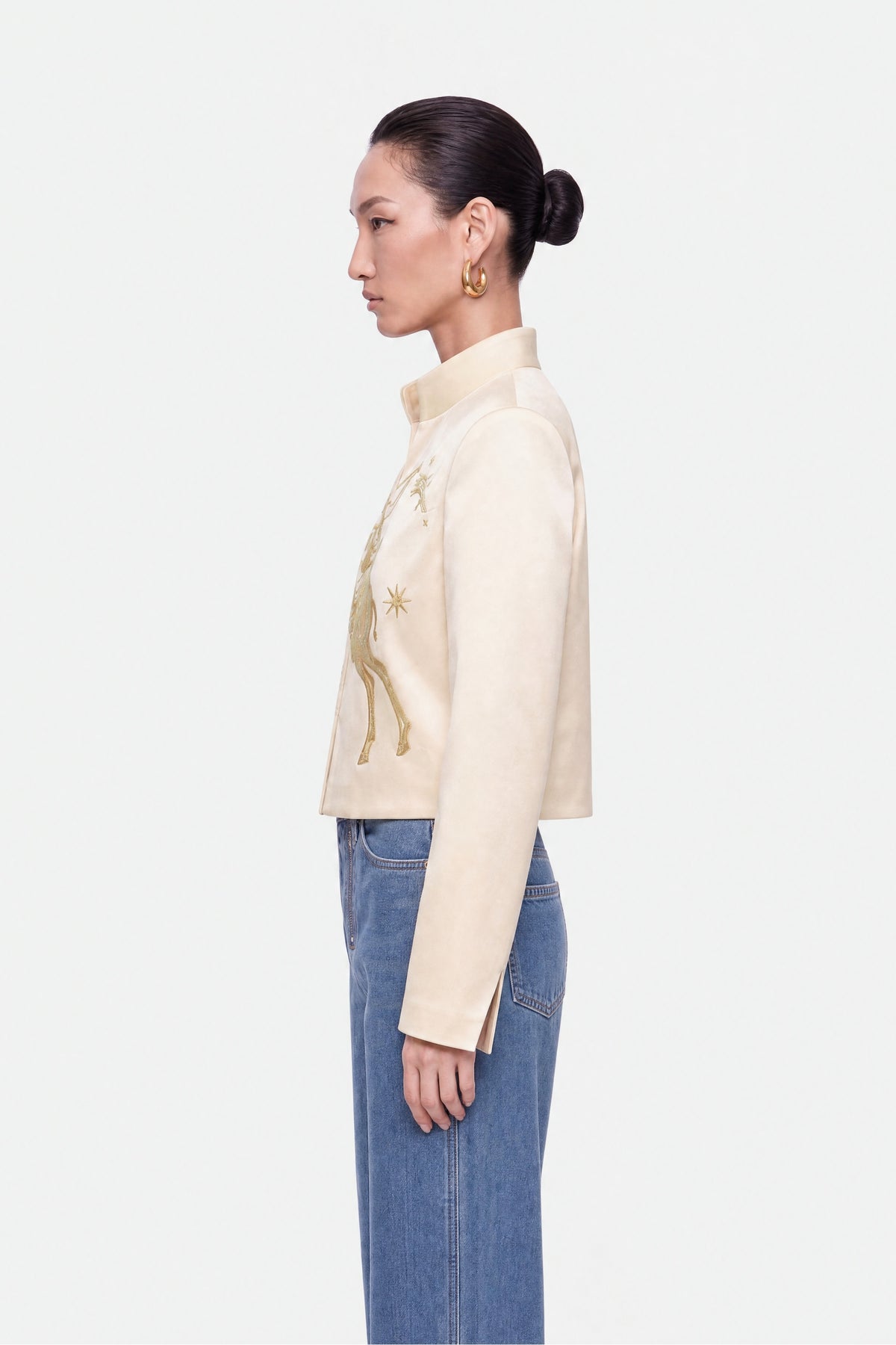 Embroidery Detail Cropped Jacket