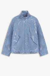 Patterned Funnel Neck Zip Jacket