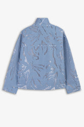 Patterned Funnel Neck Zip Jacket