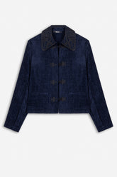 Embroidered Collar Corduroy Jacket