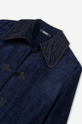 Embroidered Collar Corduroy Jacket