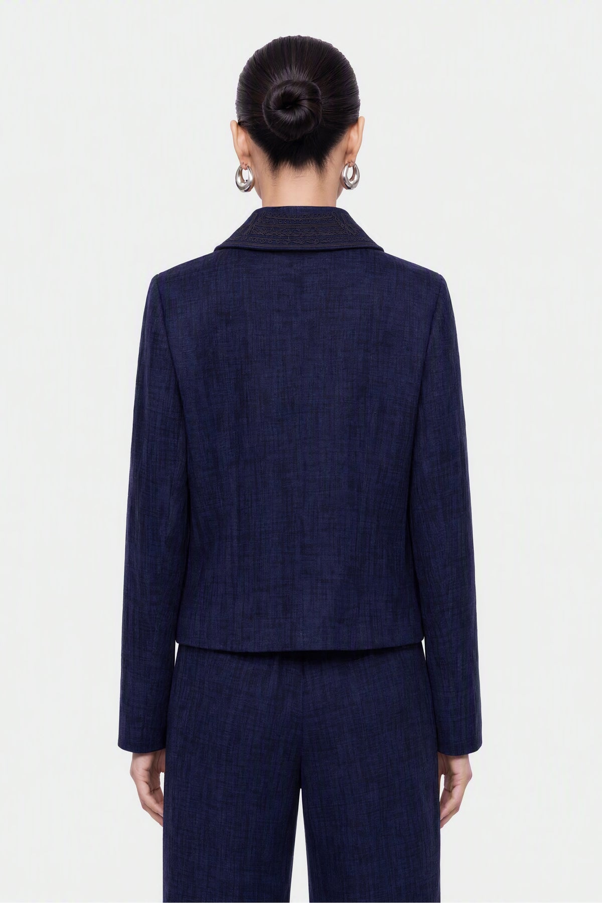 Embroidered Collar Corduroy Jacket