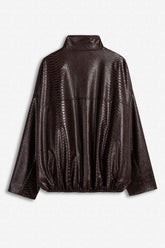 Snake Effect Leather Jacket