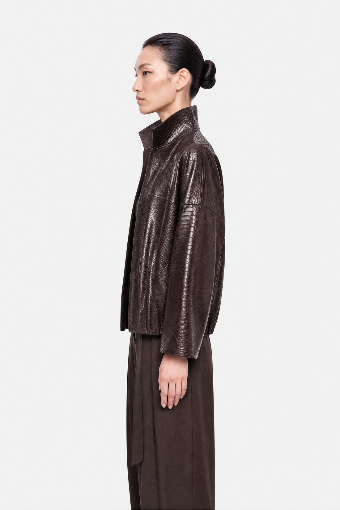 Snake Effect Leather Jacket
