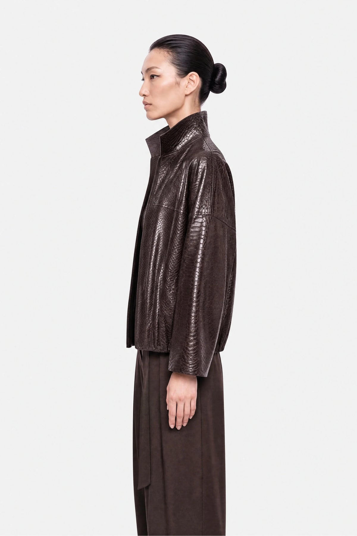 Snake Effect Leather Jacket