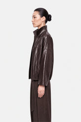 Snake Effect Leather Jacket
