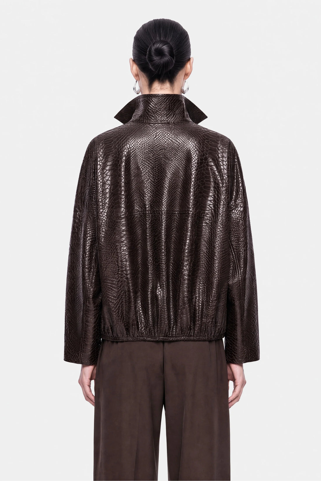 Snake Effect Leather Jacket