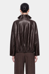 Snake Effect Leather Jacket