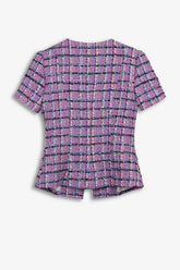 Short Sleeve Tweed Peplum Jacket