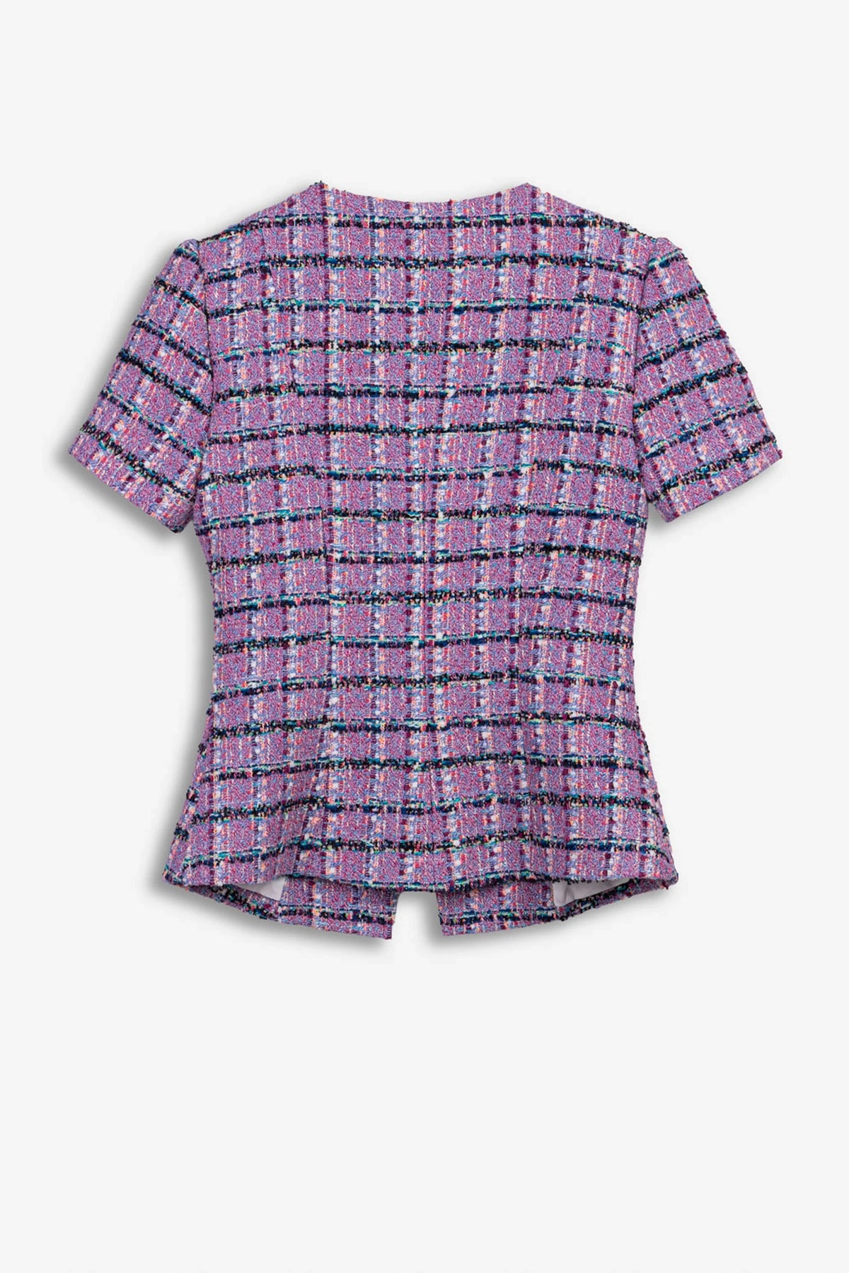 Short Sleeve Tweed Peplum Jacket