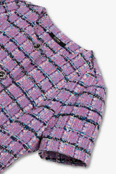 Short Sleeve Tweed Peplum Jacket