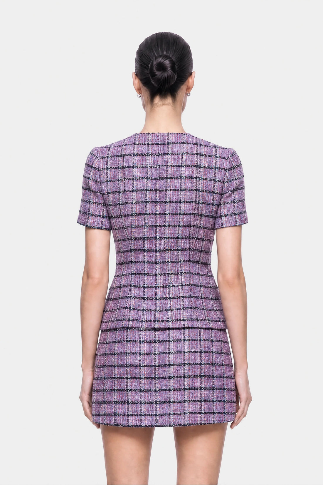 Short Sleeve Tweed Peplum Jacket