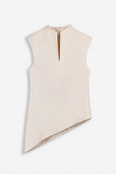 Padded-Shoulder Asymmetric Blouse