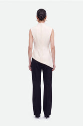 Padded-Shoulder Asymmetric Blouse